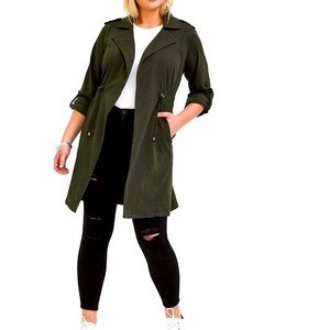 Torrid Drape Front Olive Trench